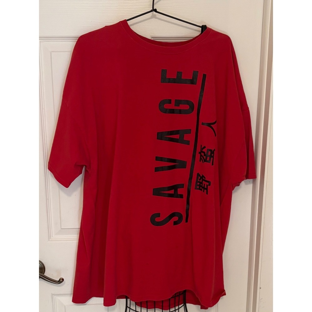 2 Monkeys Savage Graphic T Shirt 4XL Red Black Oversized Streetwear Tee